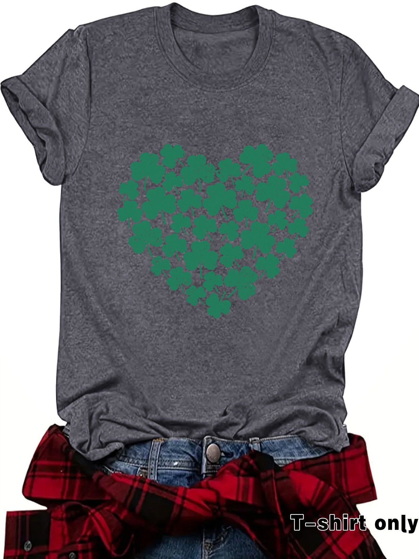 St. Patrick's Day printed round neck pullover short sleeved shirt