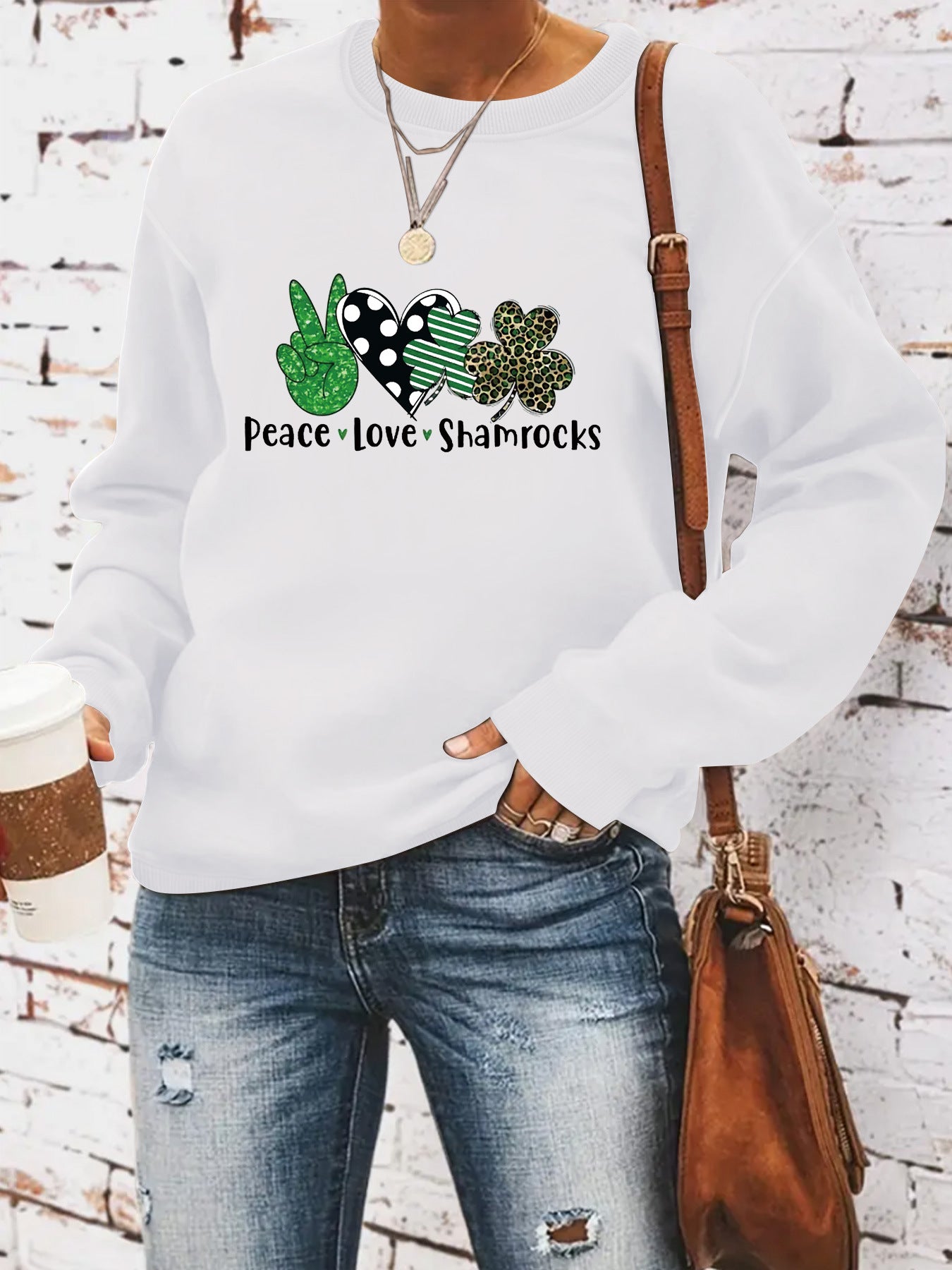 Round neck St. Patrick's Day printed pullover sweatshirt sweatshirt