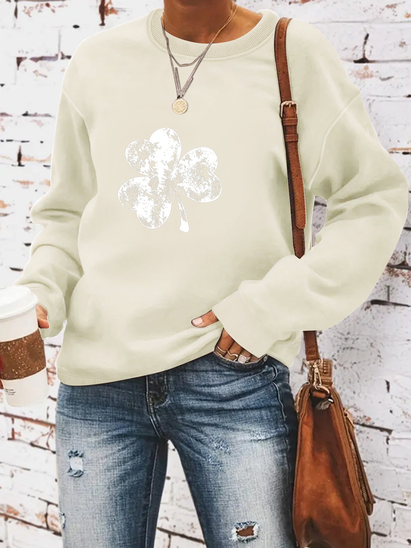 Round neck St. Patrick's Day printed pullover sweatshirt sweatshirt