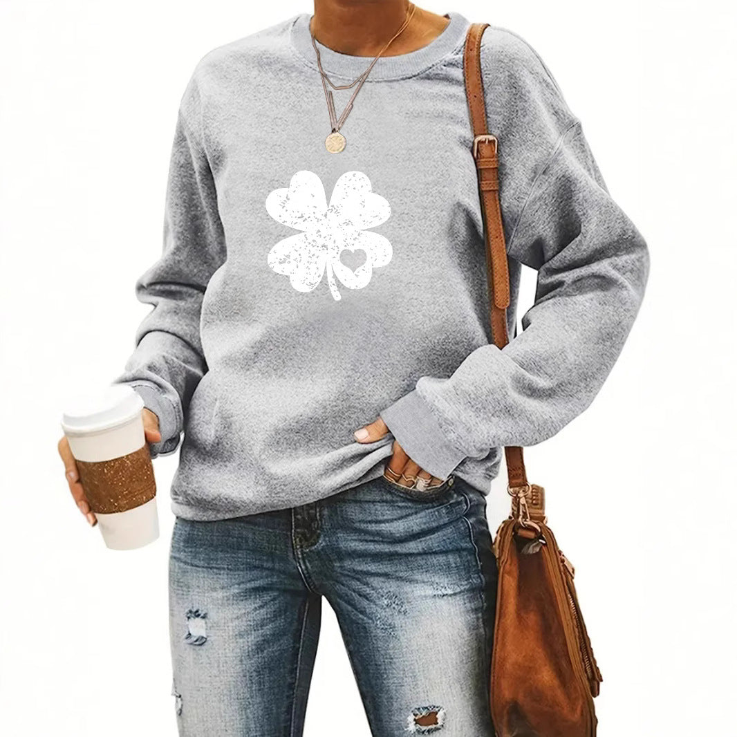 Round neck St. Patrick's Day printed pullover sweatshirt sweatshirt