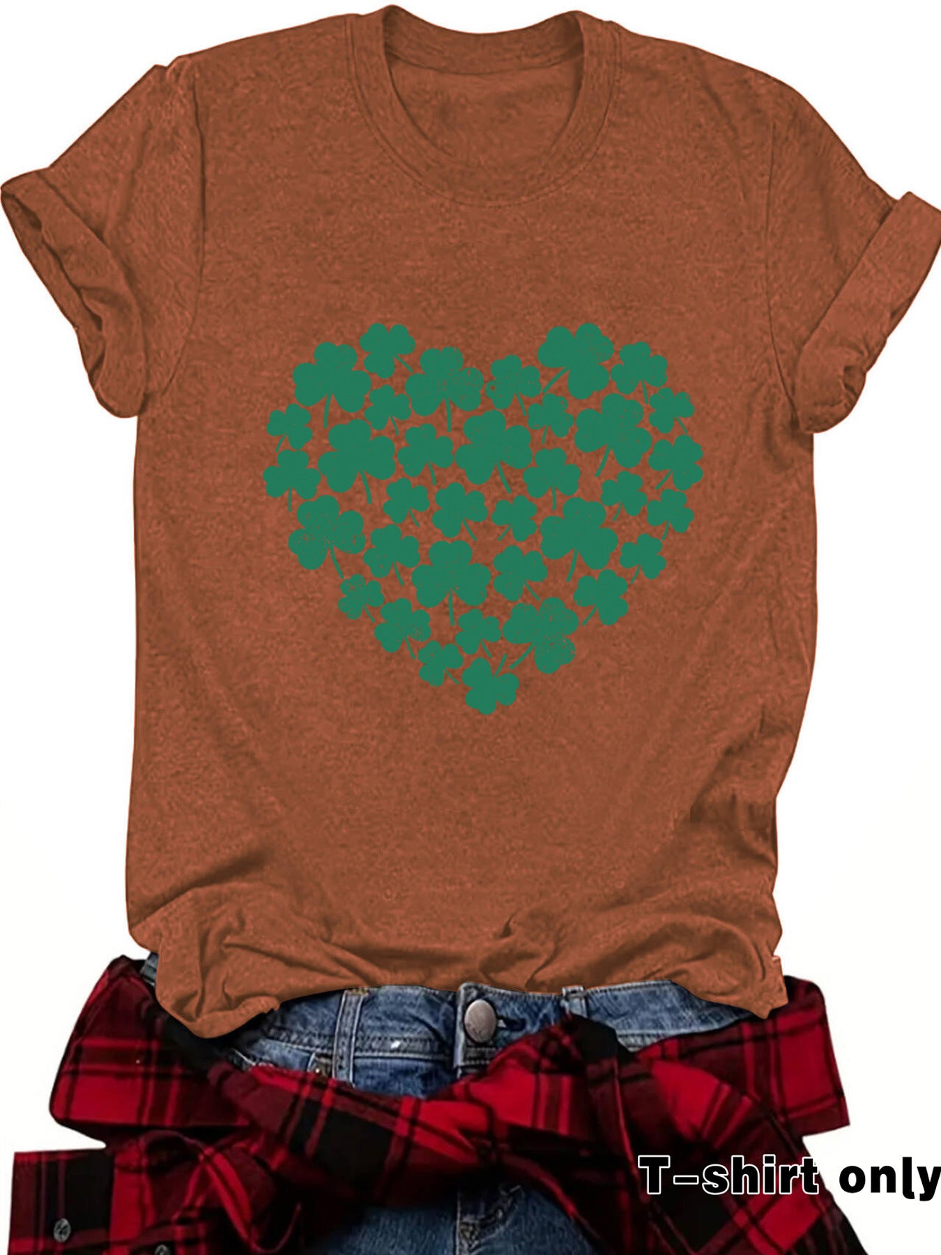 St. Patrick's Day printed round neck pullover short sleeved shirt