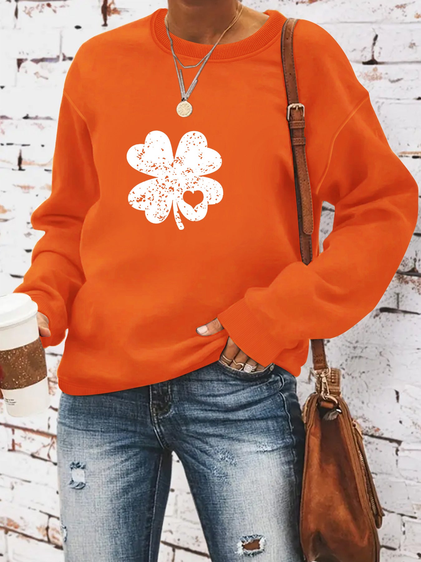 Round neck St. Patrick's Day printed pullover sweatshirt sweatshirt