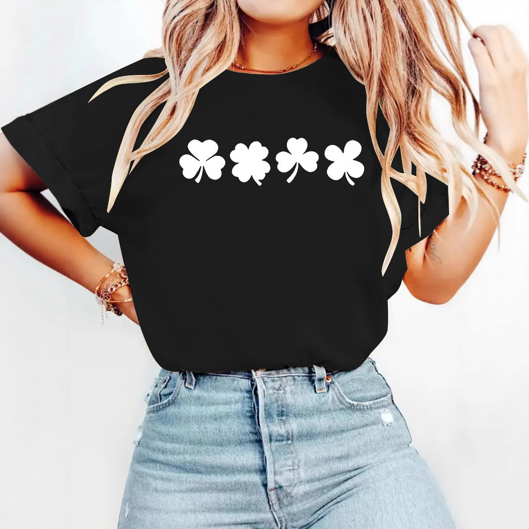 Short sleeved T-shirt with St. Patrick's Day Clovers