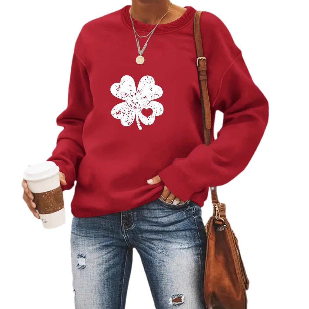 Round neck St. Patrick's Day printed pullover sweatshirt sweatshirt