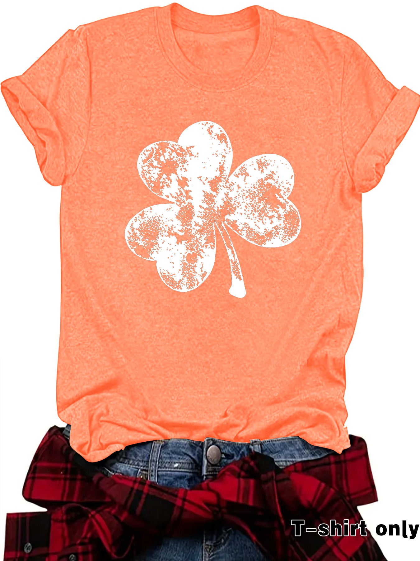 St. Patrick's Day Element Printed Round Neck Loose Short Sleeve