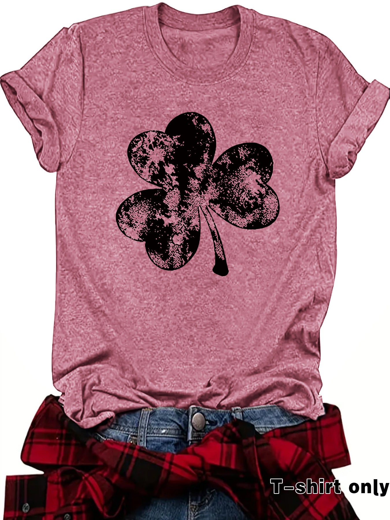 St. Patrick's Day Element Printed Round Neck Loose Short Sleeve