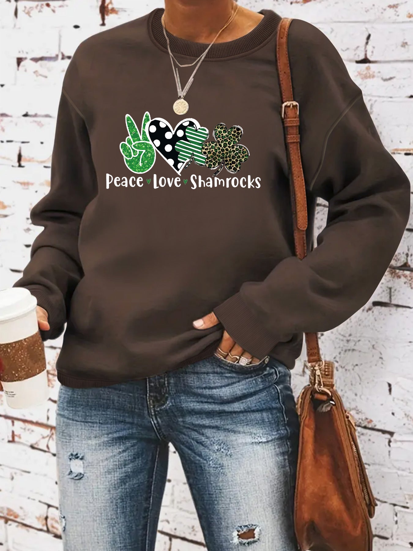 Round neck St. Patrick's Day printed pullover sweatshirt sweatshirt